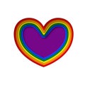 LGBT rainbow pride flag in a shape of heart. Lesbian, gay, bisexual, and transgender 3d design element. Paper cut