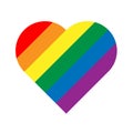 LGBT rainbow pride flag in a shape of heart. Lesbian, gay, bisexual, and transgender stylish design element. Simple flat