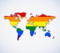 LGBT Rainbow Pride Flag in a Shape of World Map. Royalty Free Stock Photo