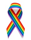 LGBT rainbow ribbon pride tape symbol. Stop homophobia. Isolated on a white background Royalty Free Stock Photo