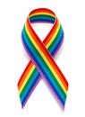LGBT rainbow ribbon pride tape symbol. Stop homophobia. Isolated on a white background Royalty Free Stock Photo