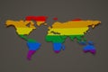 LGBT rainbow symbol on world map