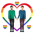 LGBT. Two men are holding hands