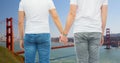 Male couple with gay pride rainbow wristbands Royalty Free Stock Photo