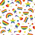 Lgbt seamless patten with colorful rainbow and icecream