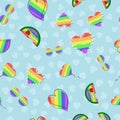 LGBT seamless rainbow pattern watermelon glasses heart balloon