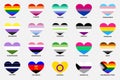LGBT sexual identity pride heart shaped flags collection.
