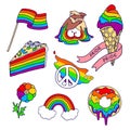 Lgbt sticker set on white isolated backdrop