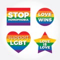 LGBT support symbol with lettering. Icons, logo template.