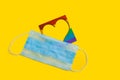 LGBT symbol rainbow empty heart with rainbow frame. medical mask. International Day Against Homophobia during quarantine