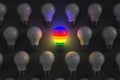 LGBT theme illustration. Glowing light bulb in a rainbow style Royalty Free Stock Photo