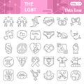 Lgbt thin line icon set, Gender symbols collection or sketches. Free gay and lesbian love signs for web, linear style Royalty Free Stock Photo