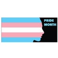 LGBT, transgender Pride rainbow flag and woman face silhouette. Freedom and love concept. Pride month. activism, community and