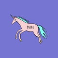 LGBT unicorn icon with rainbow horn in cartoon doodle style. Vector Royalty Free Stock Photo