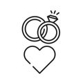 LGBT wedding black line icon. Same-sex family. Rainbow free love concept. Gay, lesbian marriage. Sign for web page, mobile app, Royalty Free Stock Photo