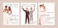 LGBT wedding invitation and Save the Date card designs set. Templates for homosexual love couples marriage ceremony, gay Royalty Free Stock Photo