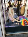 LGBT wings avenue of stars in a store window of Hollywood Boulevard