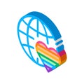 Lgbt world free love isometric icon vector illustration