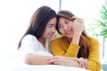 LGBT, Young cute asia lesbian couple happy moment, homosexual, l Royalty Free Stock Photo