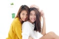 LGBT, Young cute asian lesbian couple happy moment, homosexual, Royalty Free Stock Photo