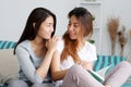 LGBT, Young cute asian lesbian couple happy moment, homosexual, Royalty Free Stock Photo
