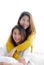 LGBT, Young cute asian women lesbian couple happy moment, homosexual, lesbian couple lifestyle Royalty Free Stock Photo