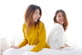 LGBT, Young cute asian women lesbian couple happy moment, homosexual, lesbian couple lifestyle Royalty Free Stock Photo