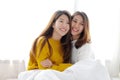 LGBT, Young cute asian women lesbian couple happy moment, homosexual, lesbian couple lifestyle Royalty Free Stock Photo