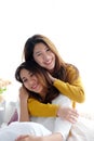 LGBT, Young cute asian women lesbian couple happy moment, homosexual, lesbian couple lifestyle Royalty Free Stock Photo