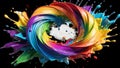 LGBTIQ pride symbol enveloped in a vibrant splash of rainbow colors. Transparent background