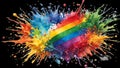 LGBTIQ rainbow color pride flag watercolor explosive colorful. Transparent background