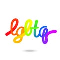 LGBTQ community pride month poster design template background with modern neon calligraphy