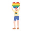 Lgbtq community pride, young woman rainbow heart cartoon isolated icon design
