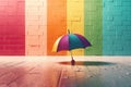 LGBTQ concept. Positive people holding rainbow flag isolated in studio. Pride month. Royalty Free Stock Photo