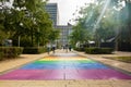 LGBTQ plus community welcome at Erasmus University campus sidewalk