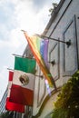 An LGBTQ Pride flag in an office building - Mexico City, Mexico Royalty Free Stock Photo