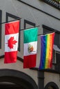 An LGBTQ Pride flag in an office building - Mexico City, Mexico Royalty Free Stock Photo