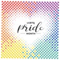 LGBTQ pride month banner text in abstract colorful circle bubble motion heart texture background Royalty Free Stock Photo