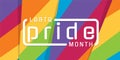 LGBTQ Pride month banner with typography text on abstract modern sharp colorful rainbow background vector design Royalty Free Stock Photo