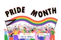 LGBTQ Pride parade people marching poster vector illustration