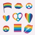 LGBTQ Pride Parade Set. Vector illustration of a gay pride parade. A group of people participating in the Pride parade Royalty Free Stock Photo