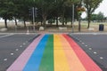 An LGBTQ+ Pride Pedestrian Crossing in Southsea, Hampshire