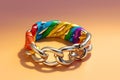 Lgbtq rainbow color jewelry isolated on soft background illustration generative ai