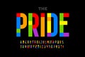 LGBTQ rainbow flag colors pride font