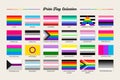 LGBTQ+ sexual identity pride flags collection. Flag of gay, transgender, bisexual, lesbian etc. Pride concept