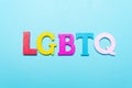 LGBTQ word from rainbow color letters