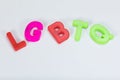 LGBTQ written with colourful kids alphabet letters