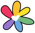 Lgbtqi flower with petals spectrum color vector Royalty Free Stock Photo