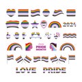 LGBTQIA Pride Flag and symbols many icon set vector Royalty Free Stock Photo