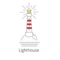 Lghthouse vector illustration. Navigation structure line art Royalty Free Stock Photo
